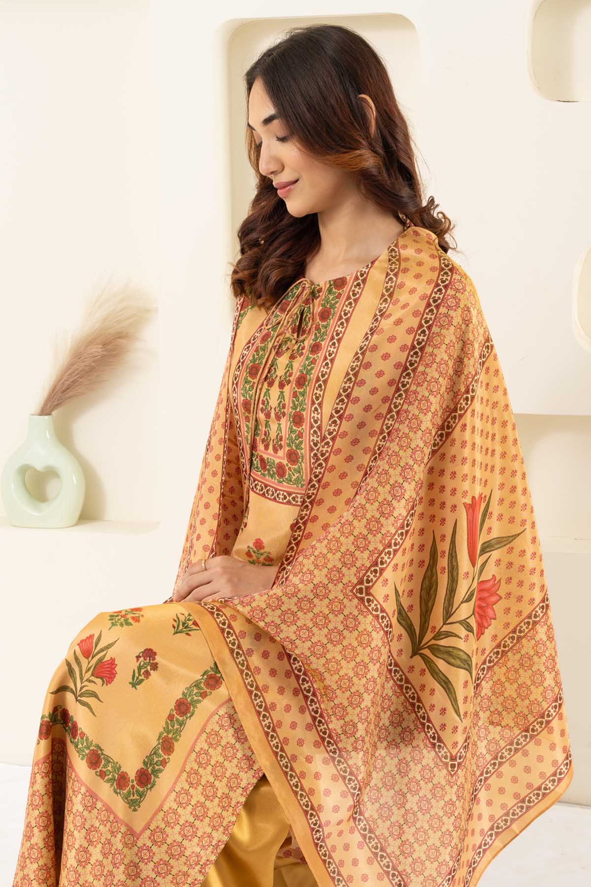 Tissue Floral Printed Kurta Set