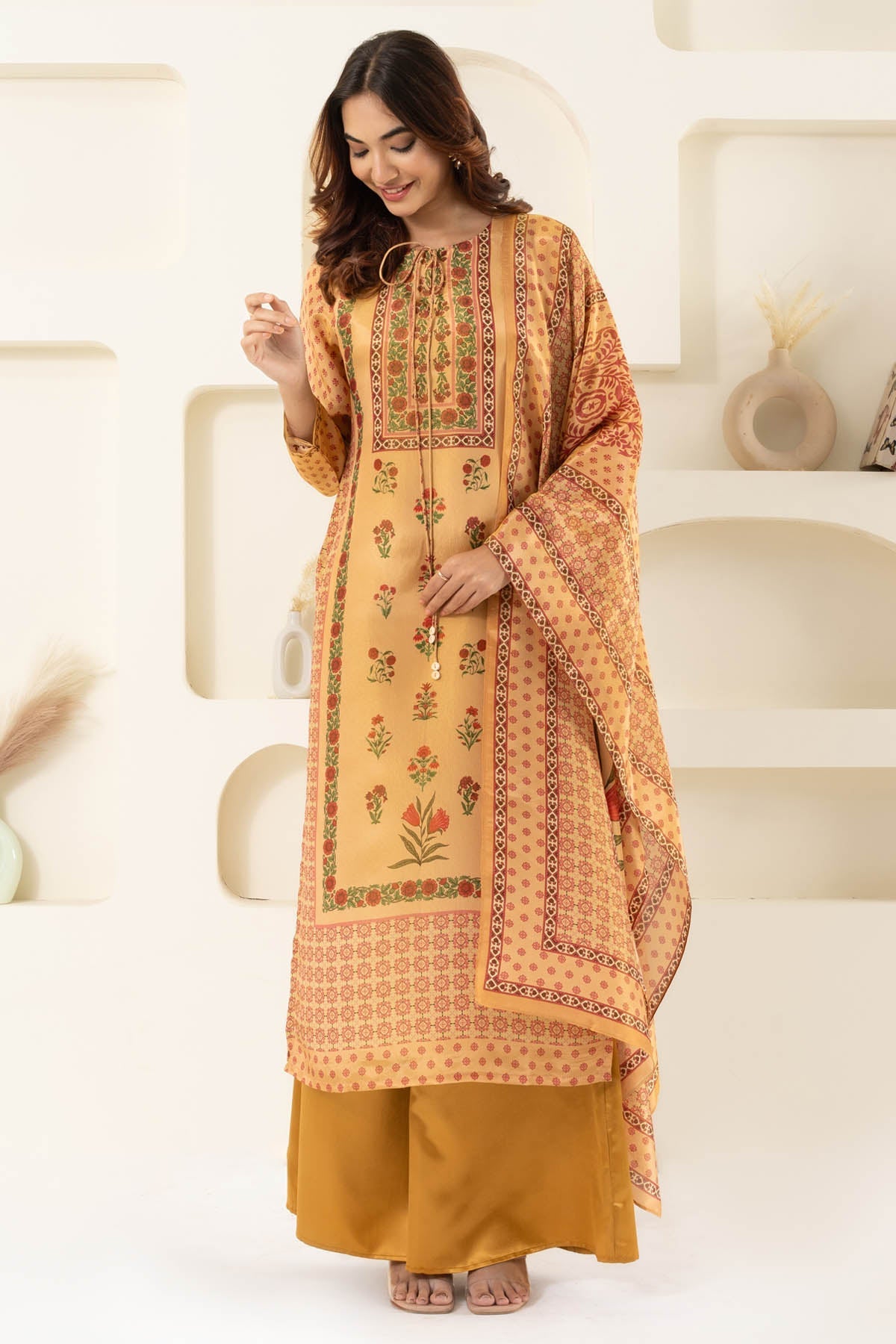 Buy Tissue Floral Printed Kurta Set Online