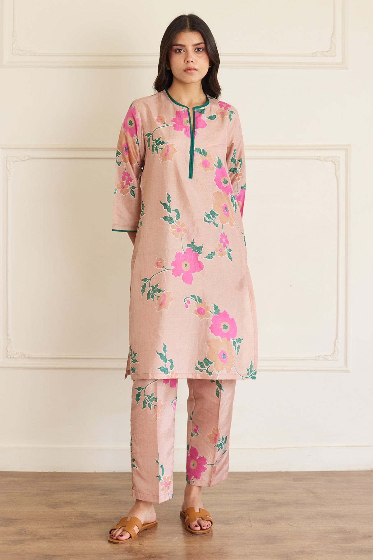 Toosh Silk Handblock Kurta Set