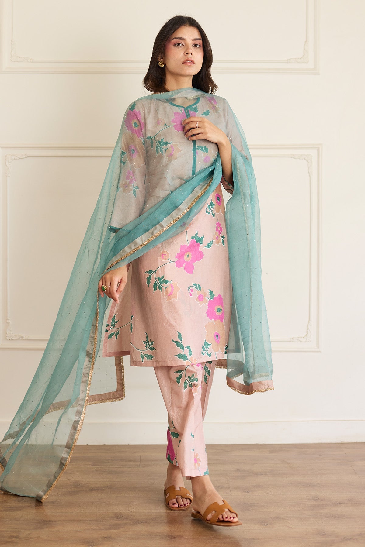 Buy Toosh Silk Handblock Kurta Set by Juanita For women Online at Scrollnshops