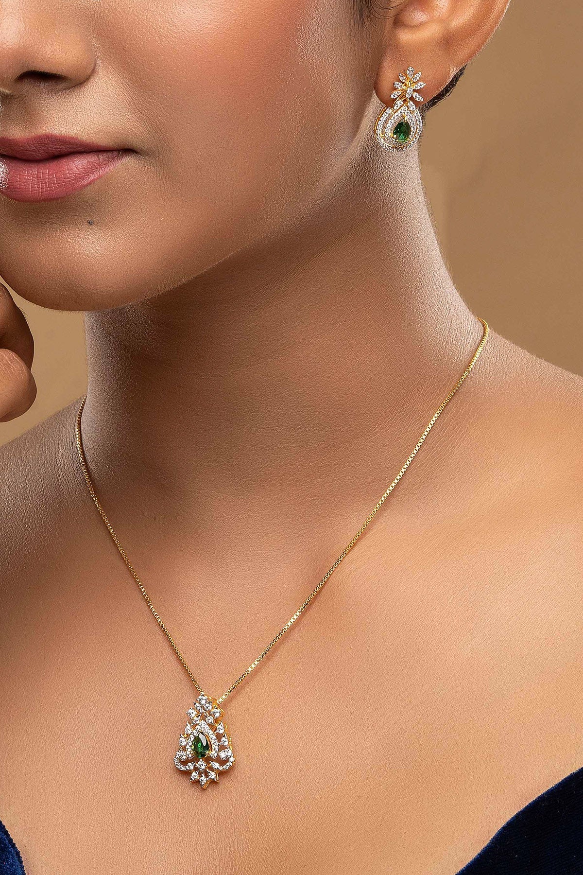 Buy Triangular Diamond Pendant Set for women by Sica online available at scrollnshops