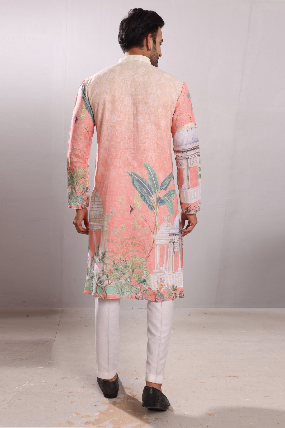 Tropical Print Linen Blend Kurta