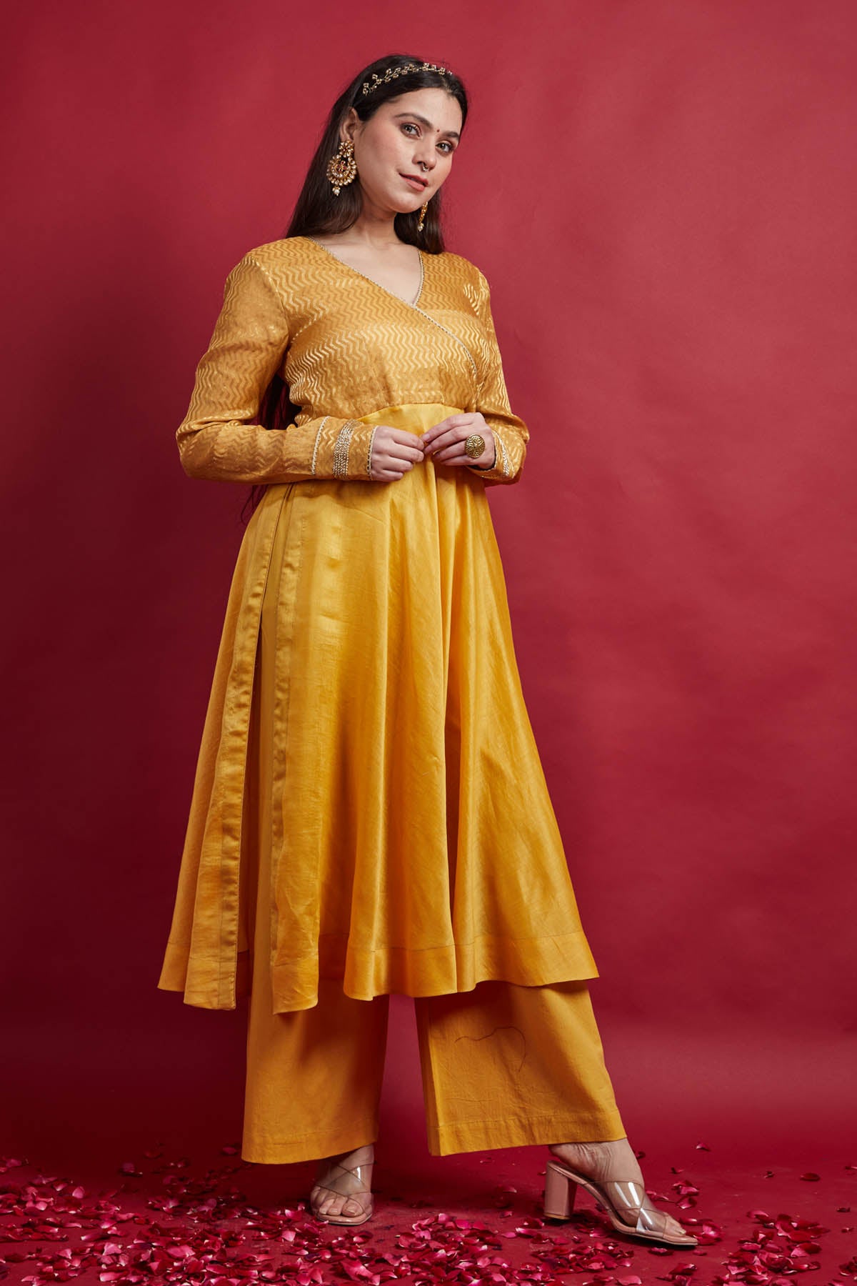 Turmeric Yellow Gold Zari Kurta Set