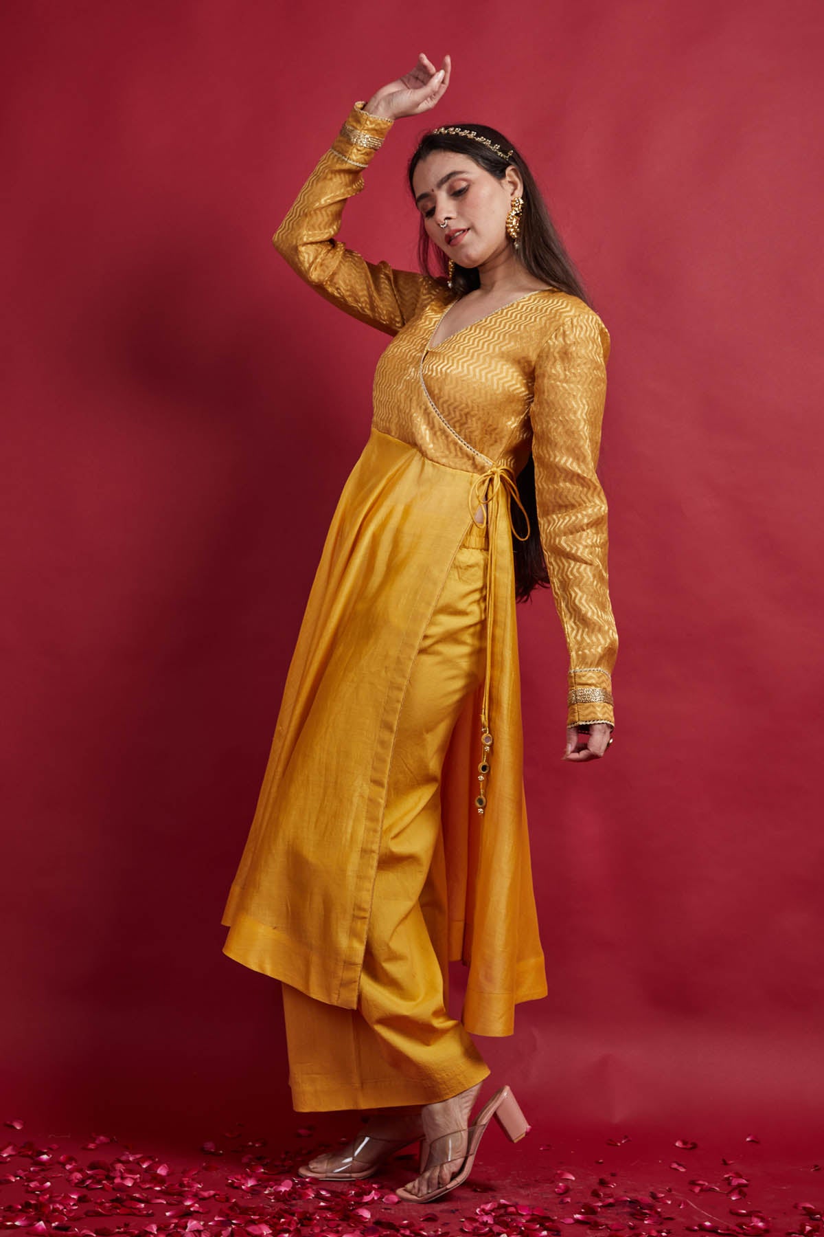 Turmeric Yellow Gold Zari Kurta Set