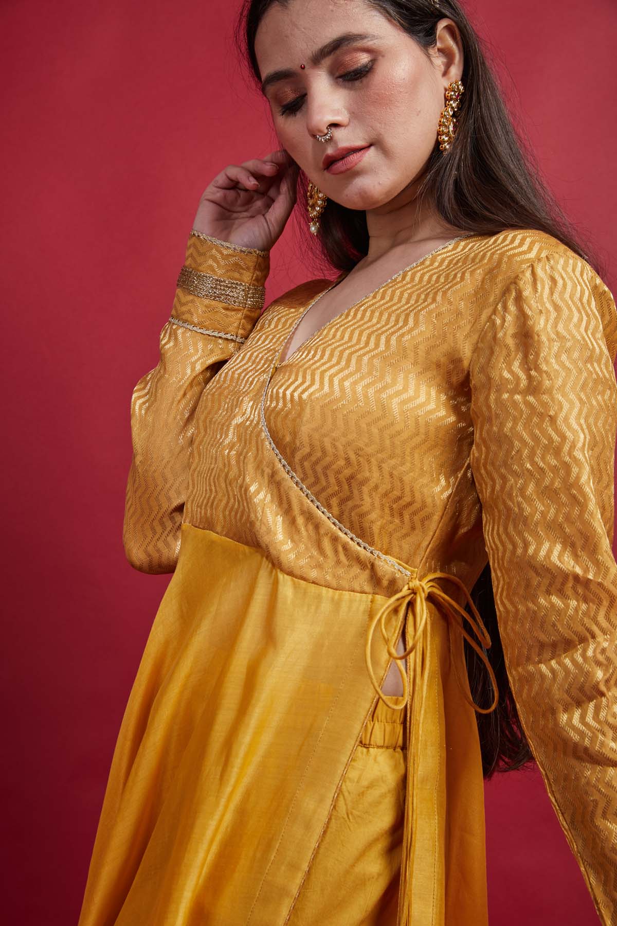 Turmeric Yellow Gold Zari Kurta Set
