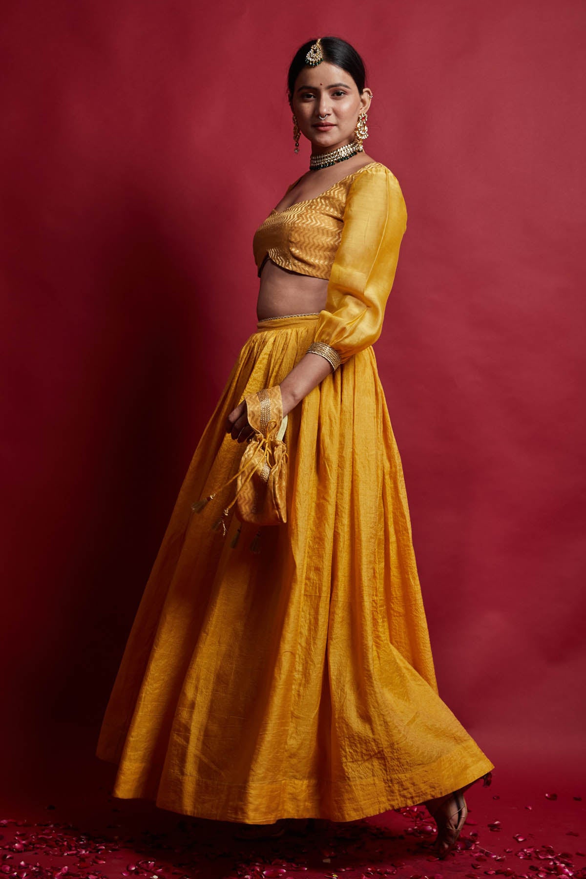 Yellow Gold Zari Lehenga Set
