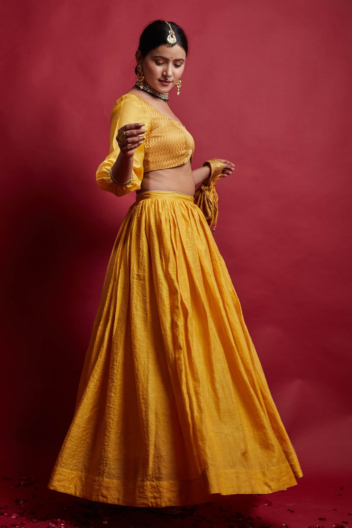 Yellow Gold Zari Lehenga Set