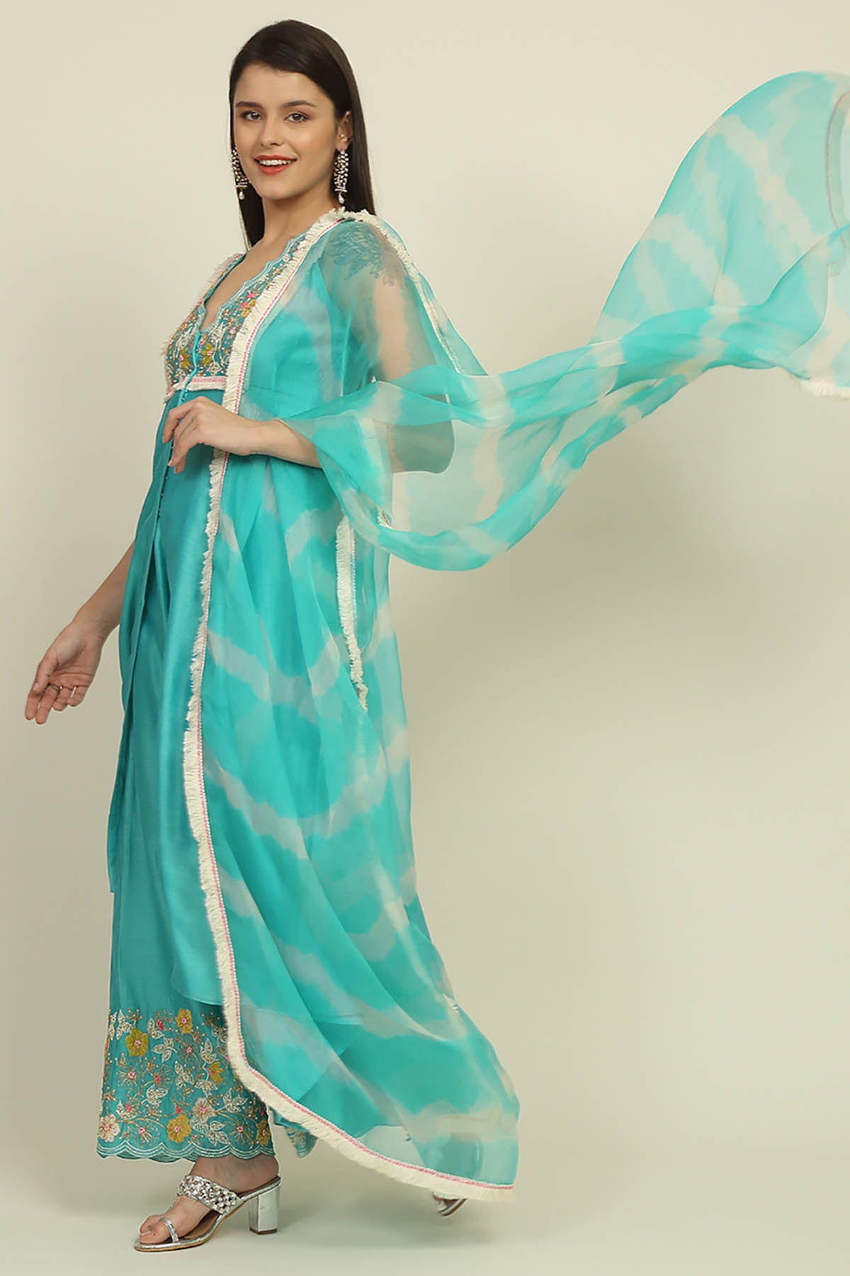Turquoise Embroidered Kurta Set