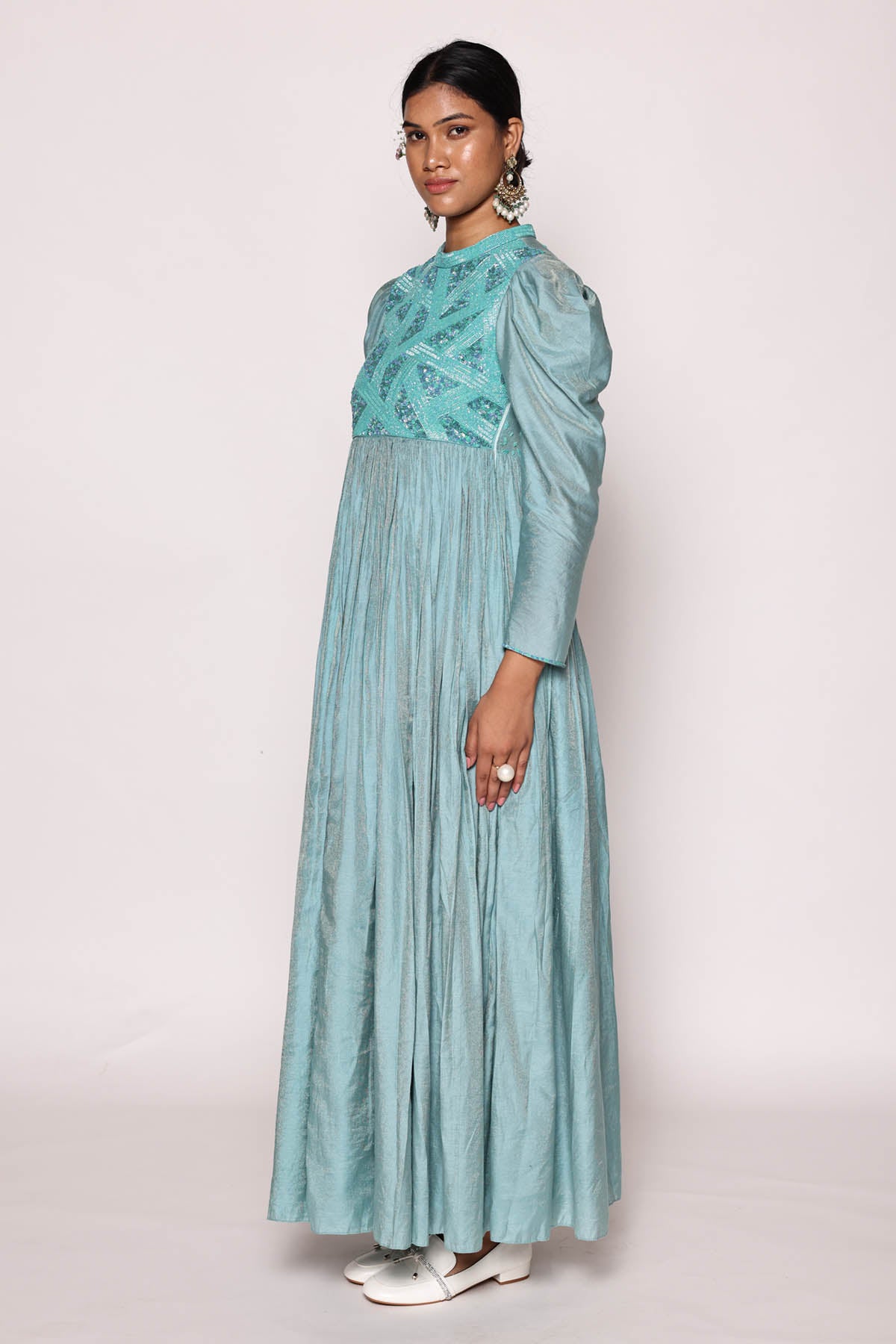 Turquoise Geometric Sequins Dress