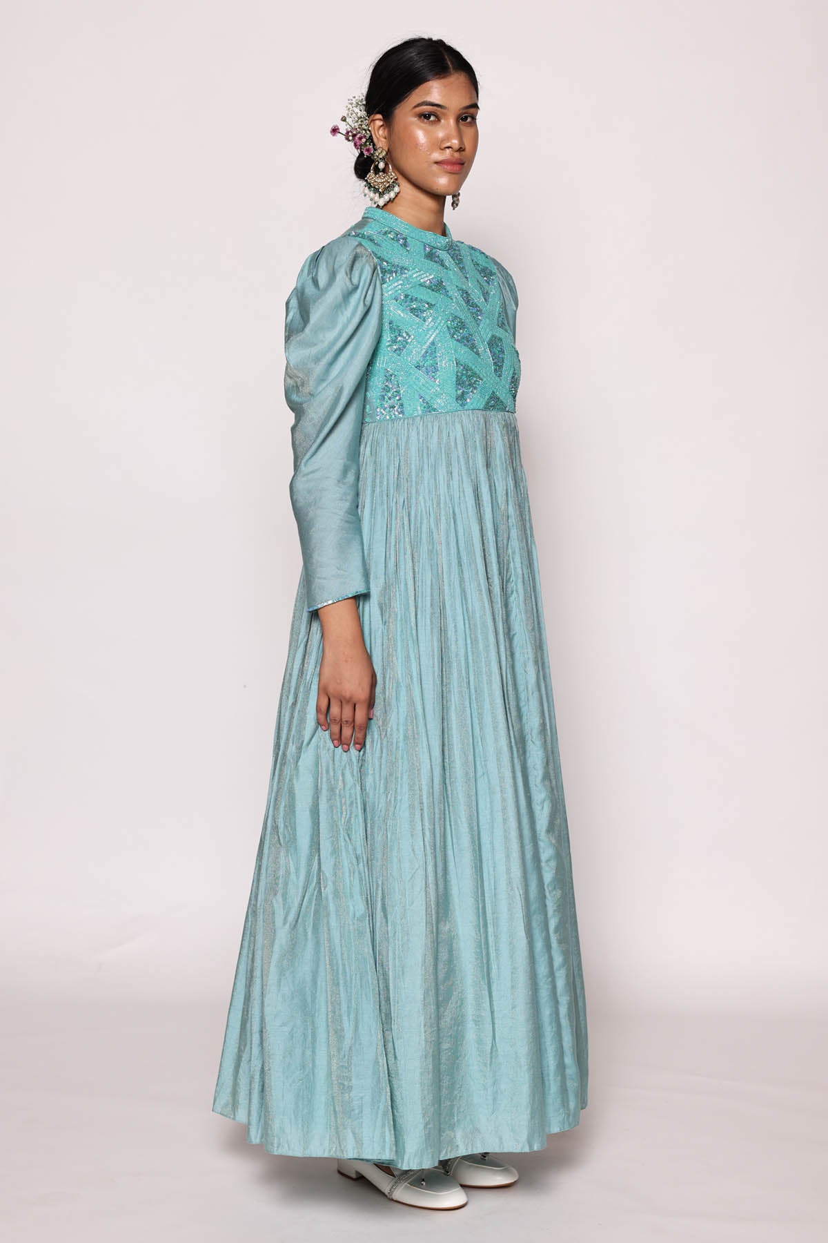 Turquoise Geometric Sequins Dress