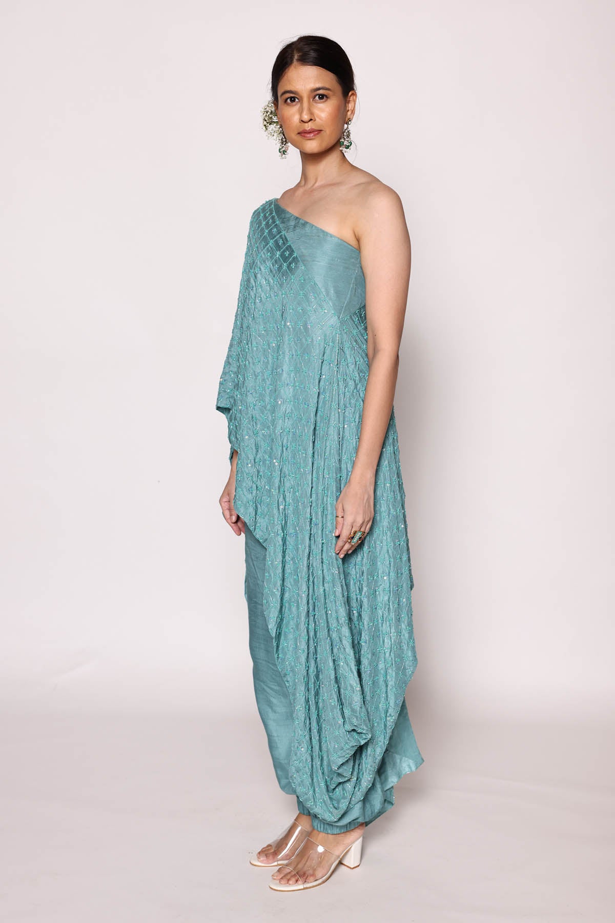 Turquoise One Shoulder Top & Pants