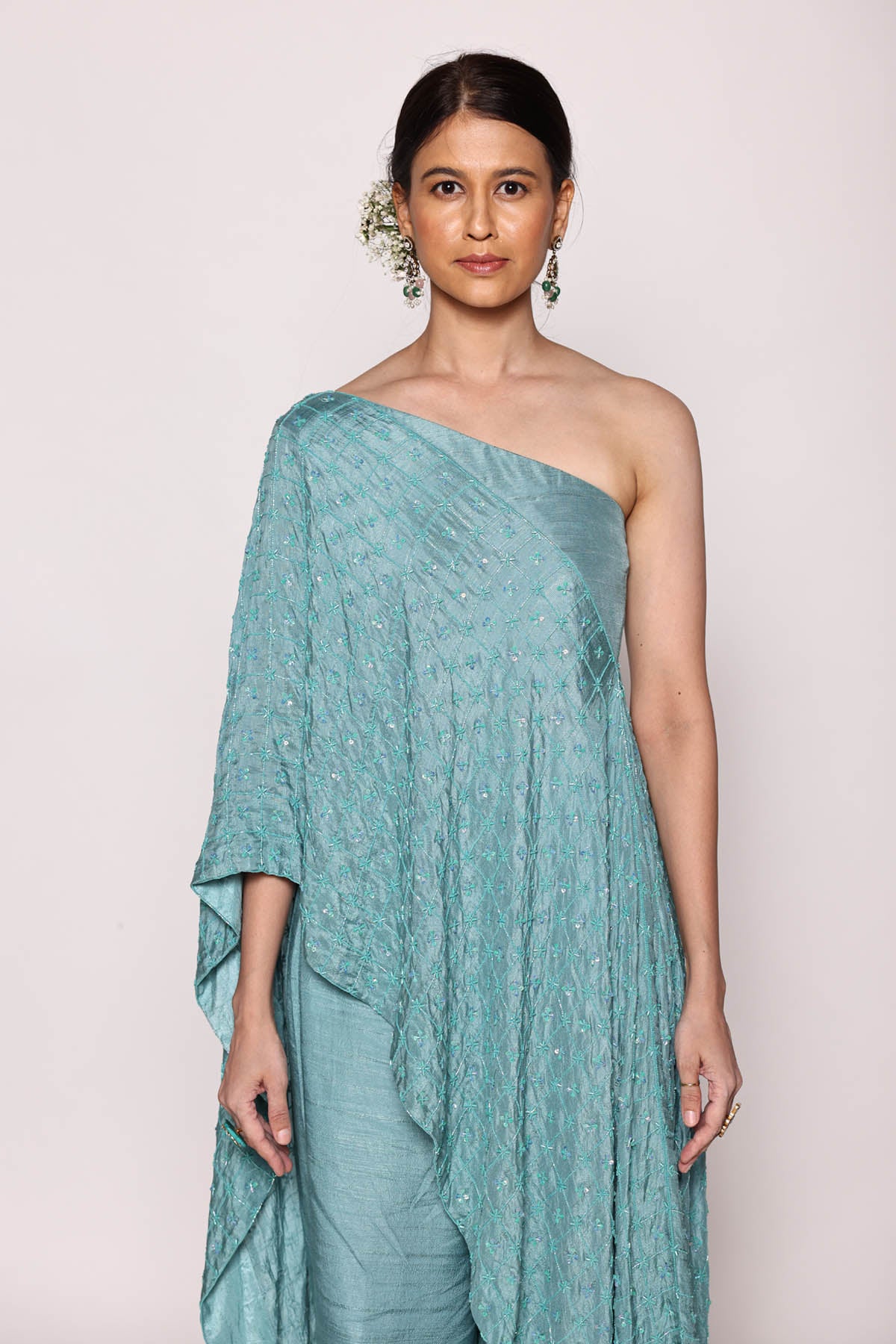 Turquoise One Shoulder Top & Pants