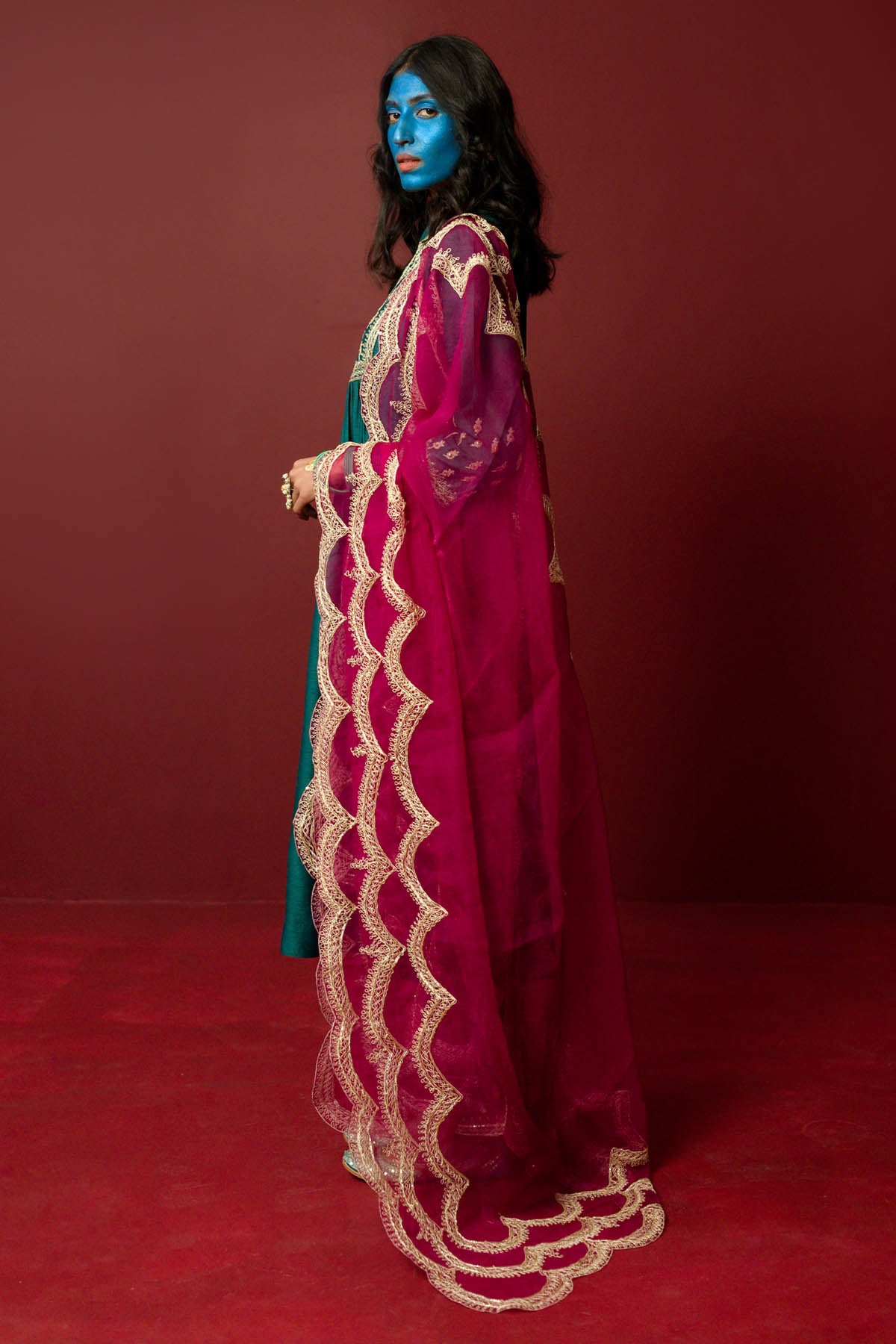 Turquoise Zardozi Kurta Set