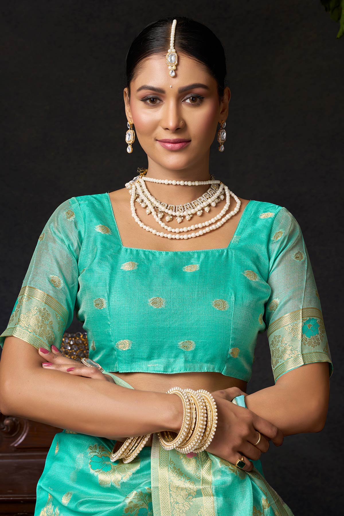 Turquoise All Woven Weave Saree