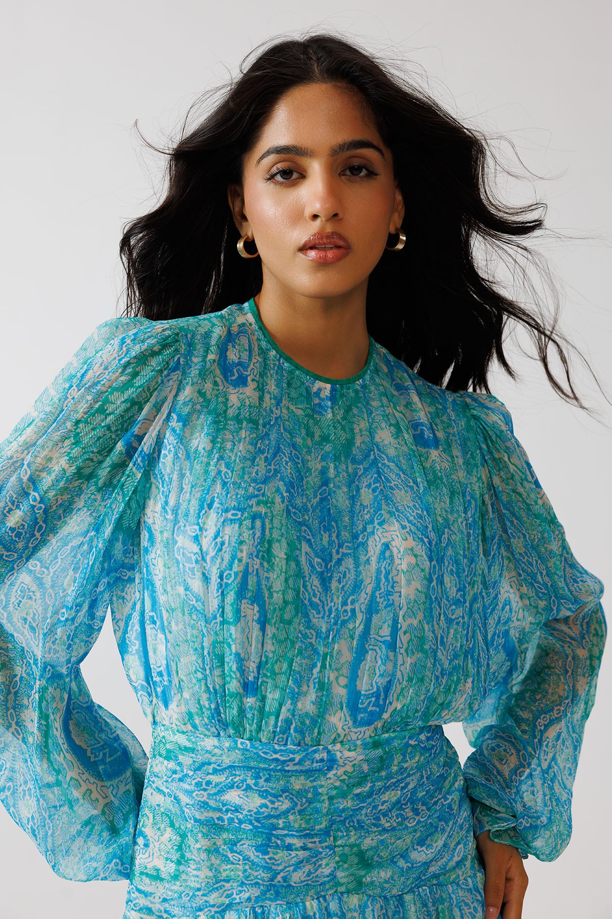 Turquoise Blue Printed Dress