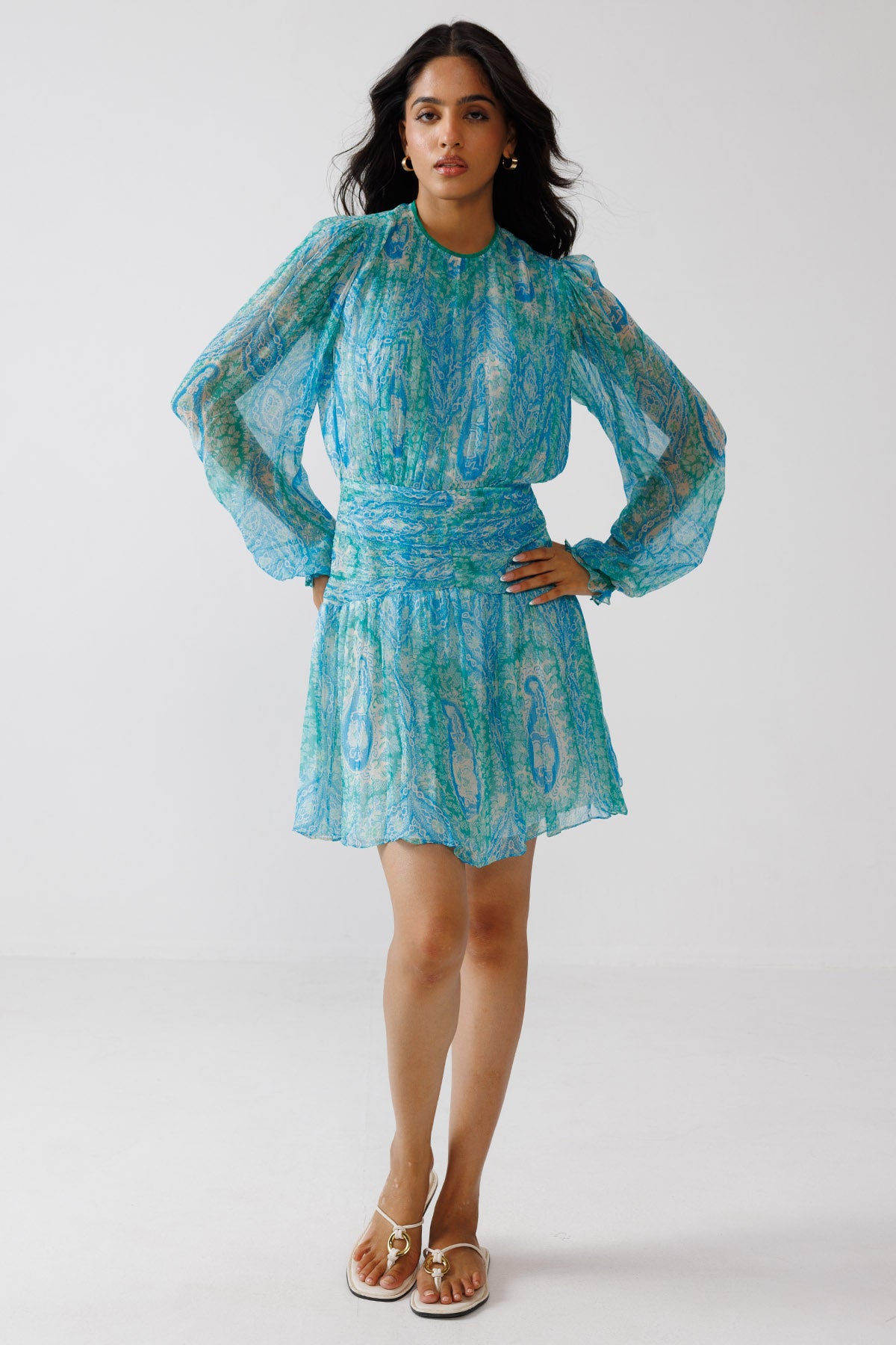 Turquoise Blue Printed Dress