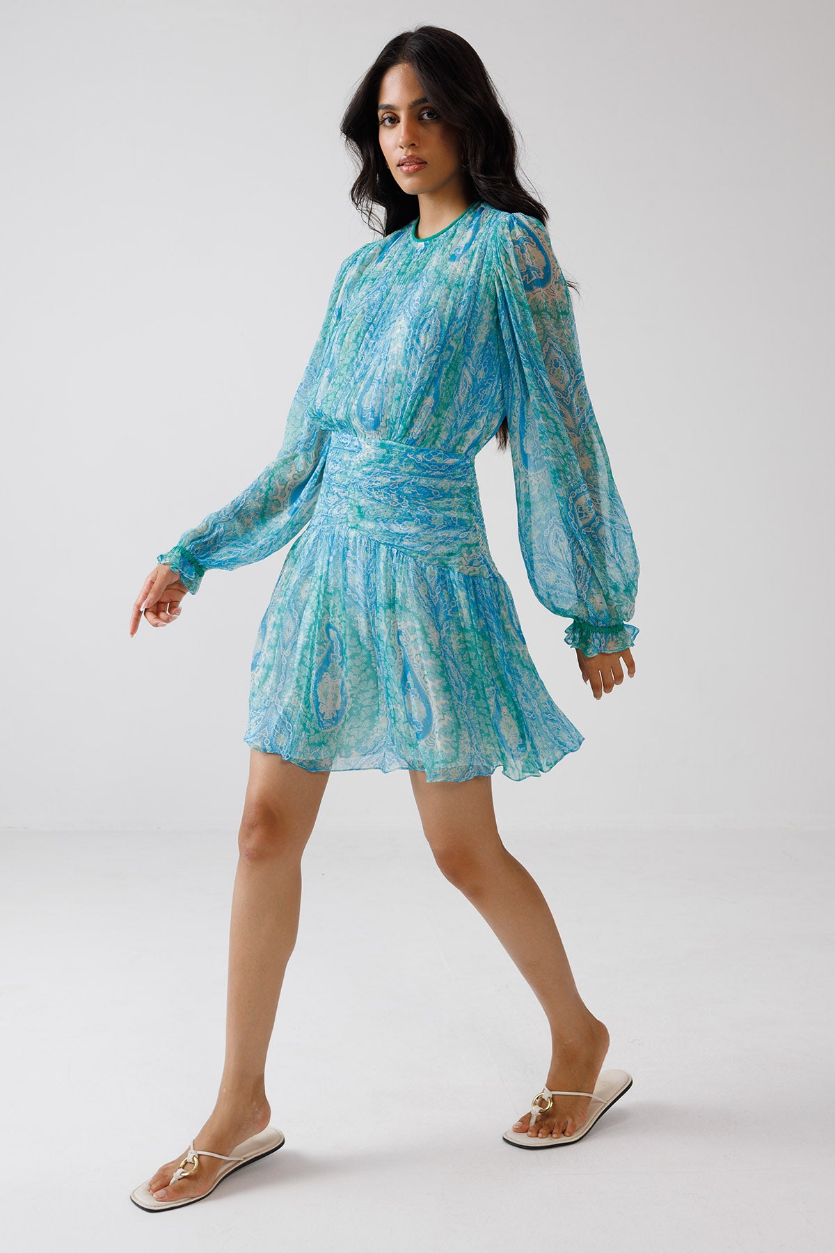 Turquoise Blue Printed Dress