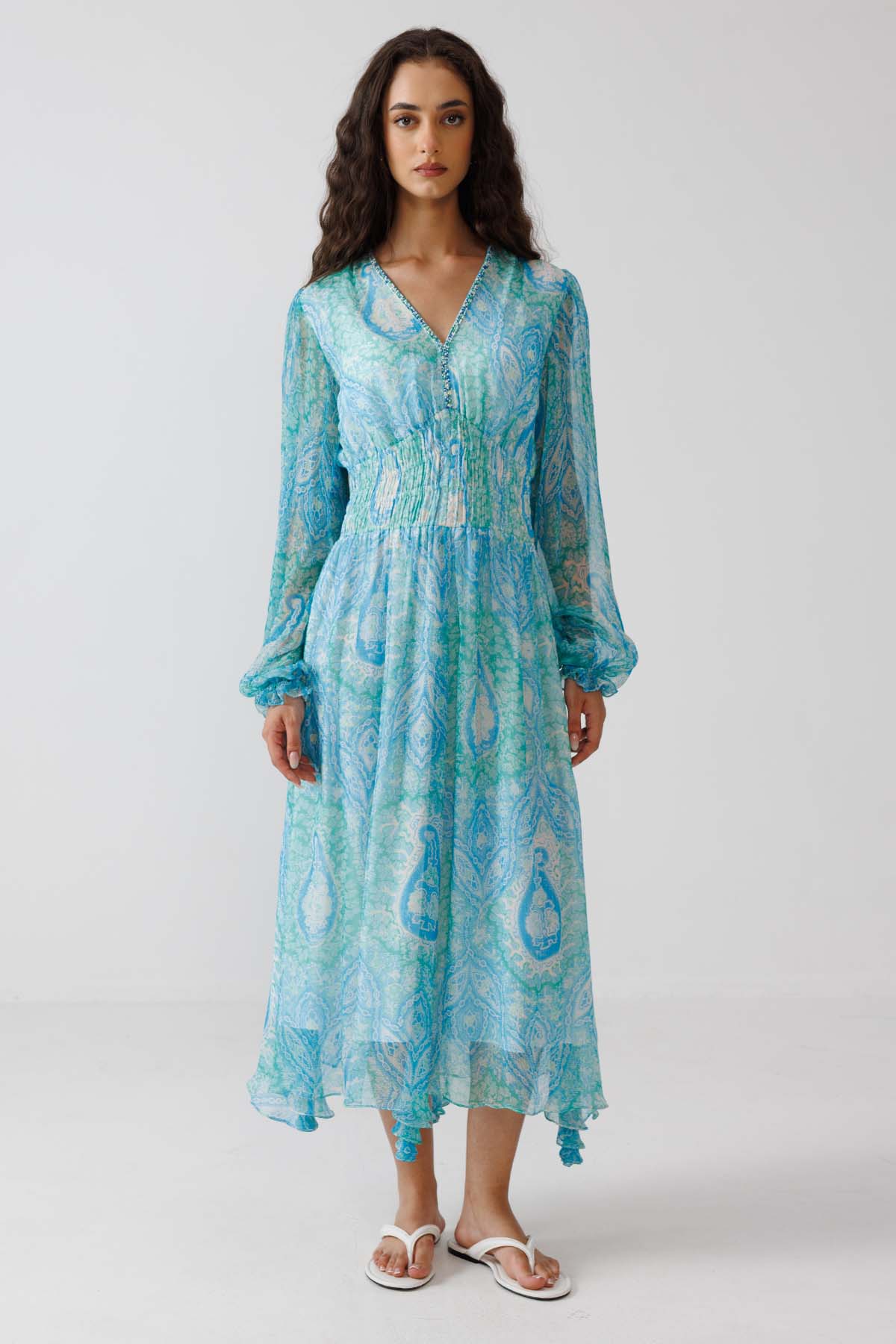 Buy Turquoise Blue Sequins Dress for women by Reena Sharma online available at scrollnshops
