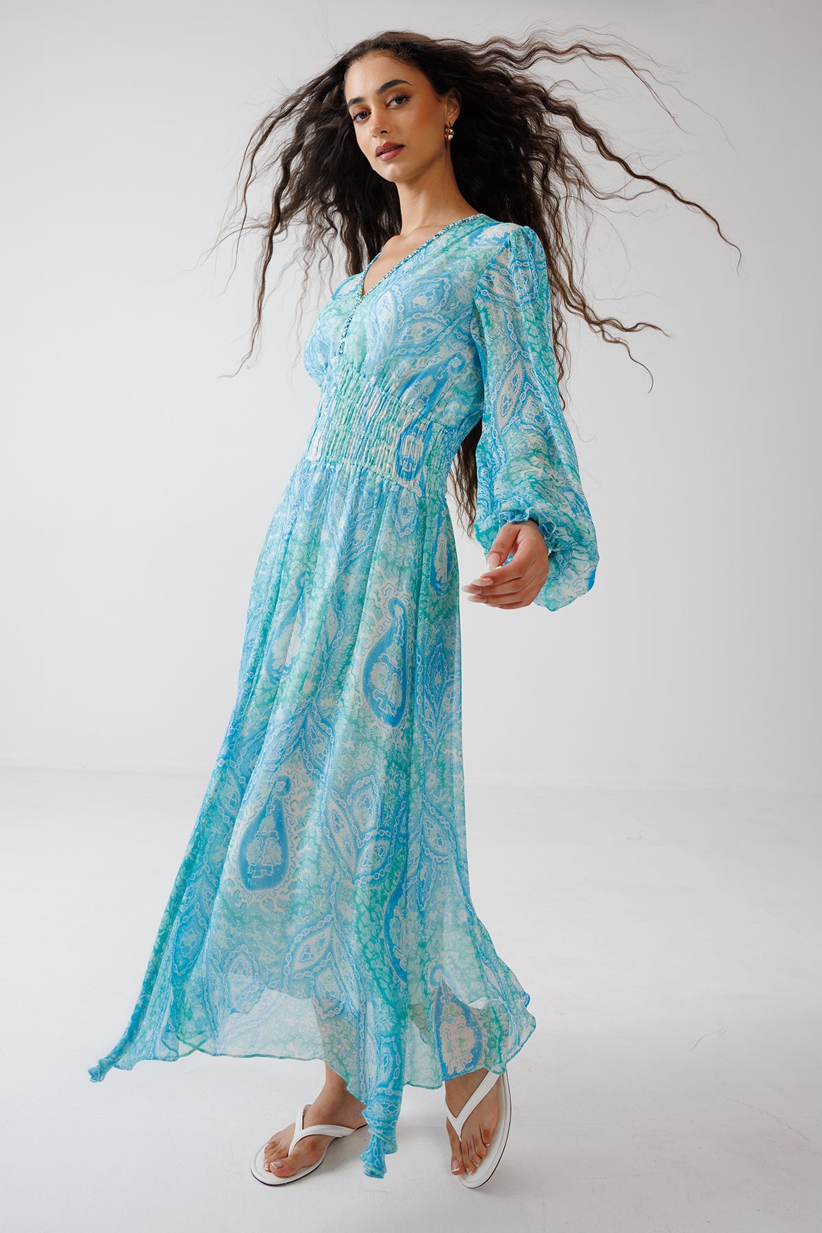 Turquoise Blue Sequins Dress