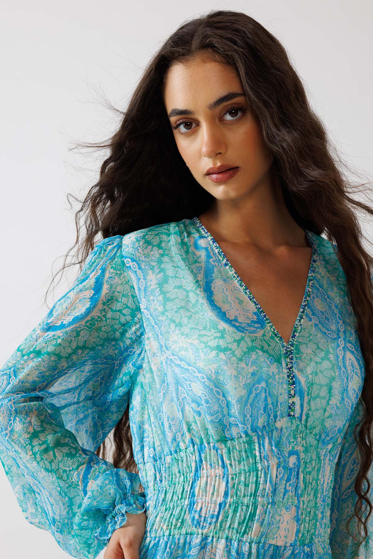 Turquoise Blue Sequins Dress