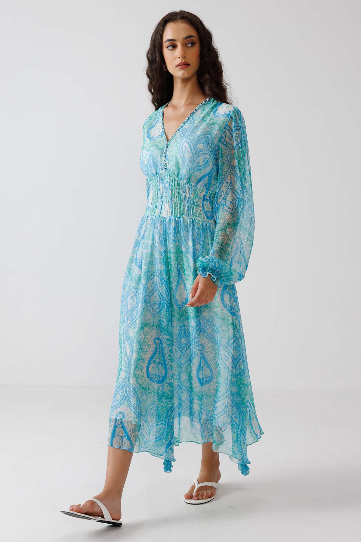 Turquoise Blue Sequins Dress