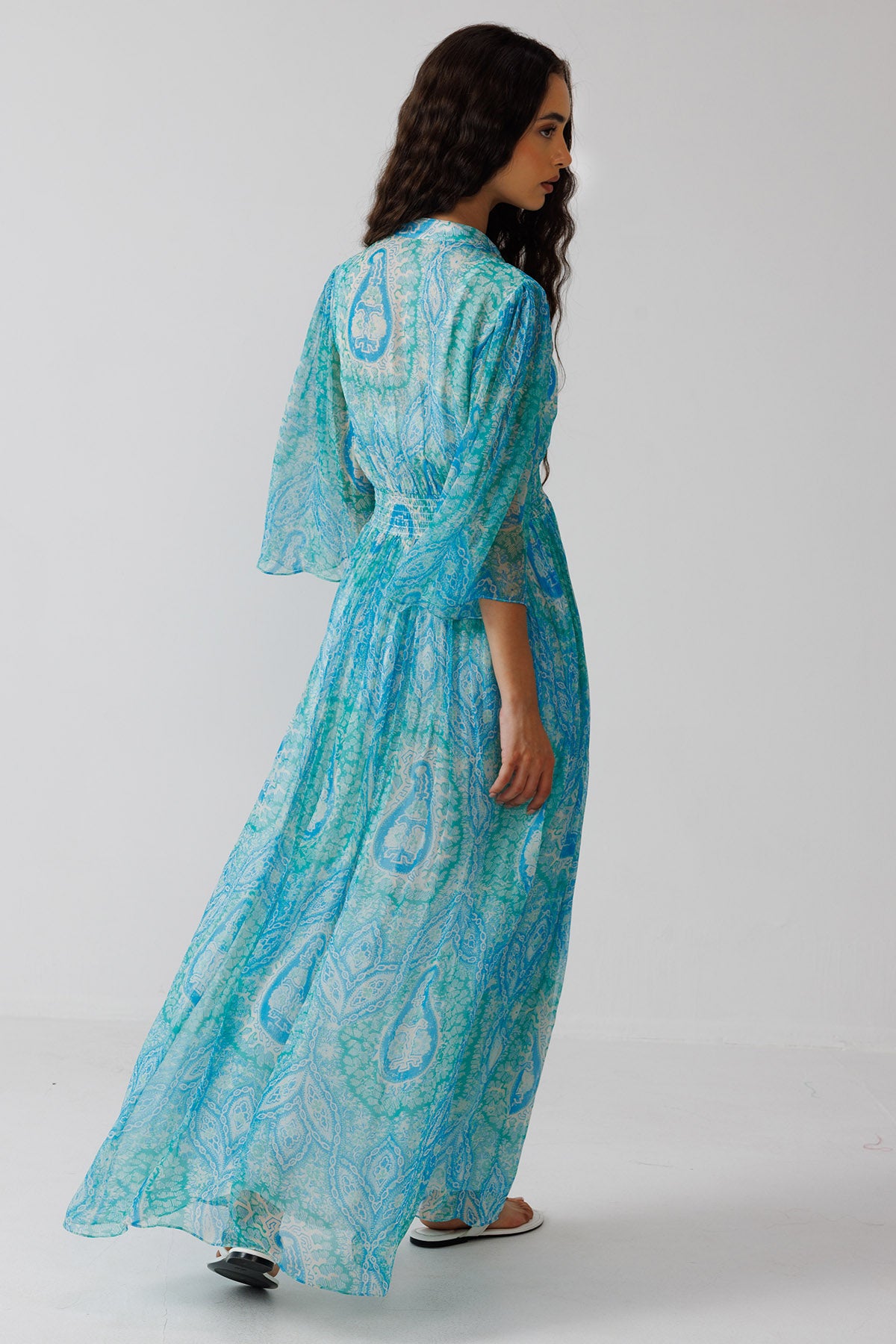Turquoise Ethnic Print Dress