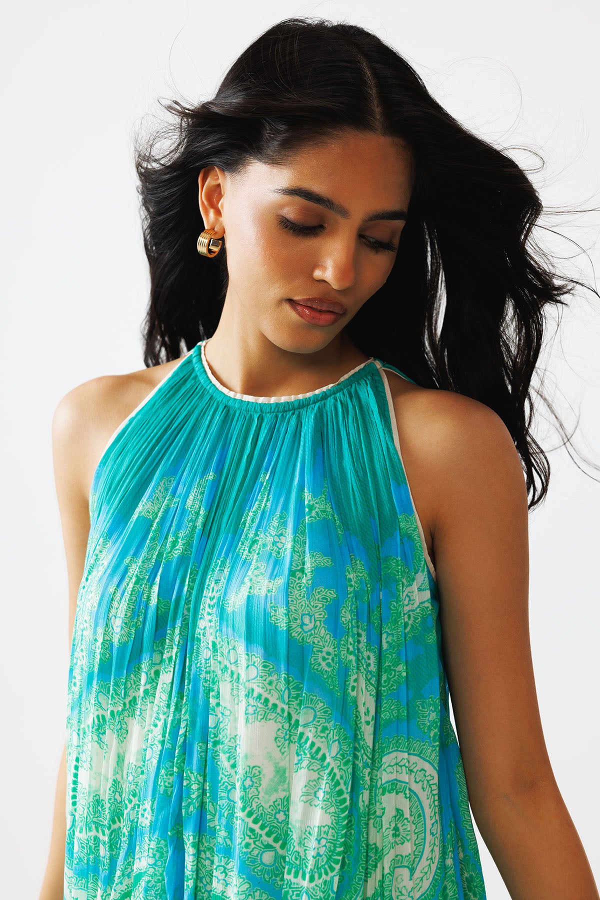 Turquoise Paisley Printed Dress