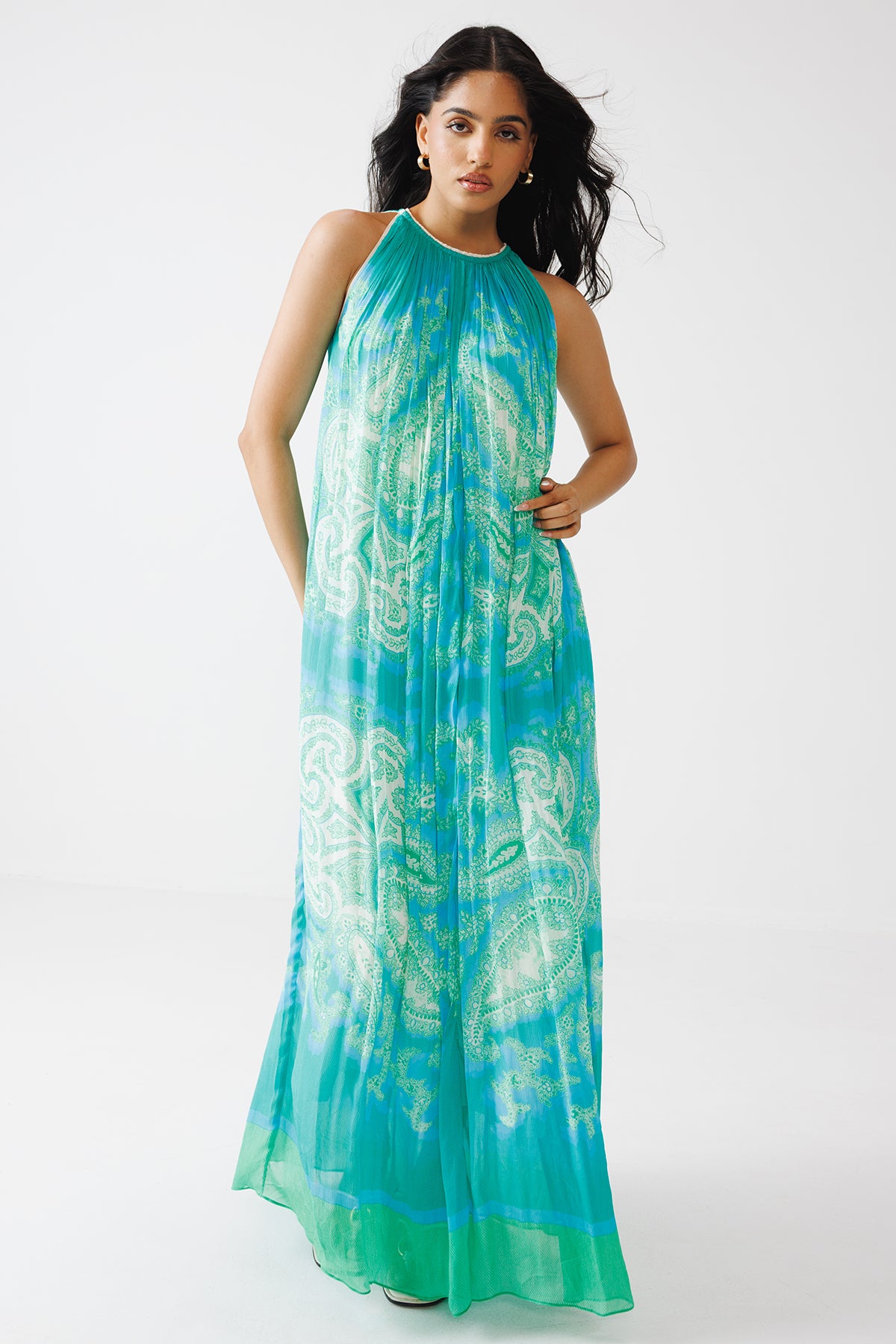 Turquoise Paisley Printed Dress