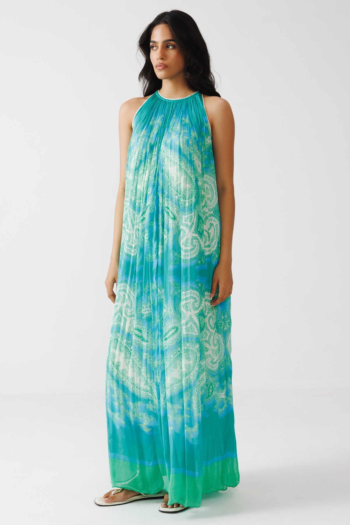 Turquoise Paisley Printed Dress