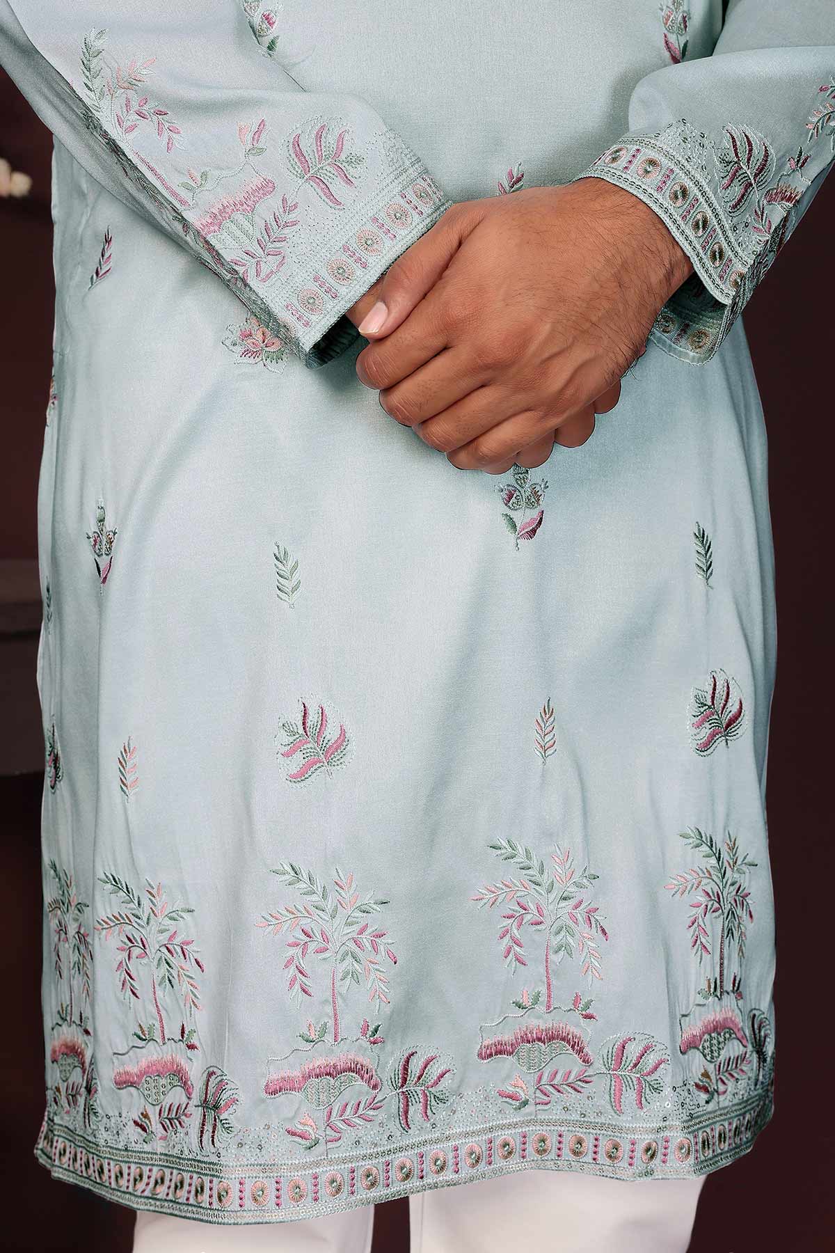 Turquoise Sequins Kurta & Pants