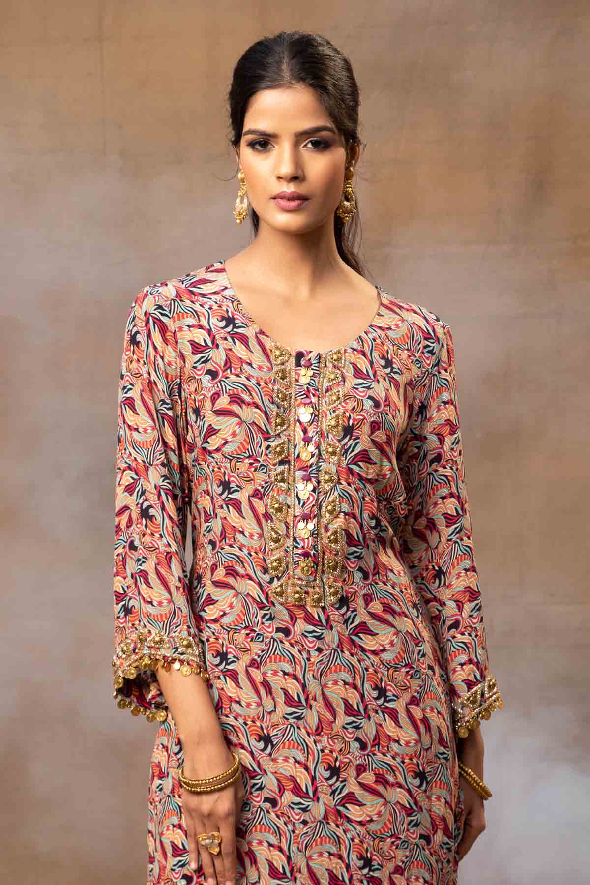 Multicolor Crepe Kurta & Pants