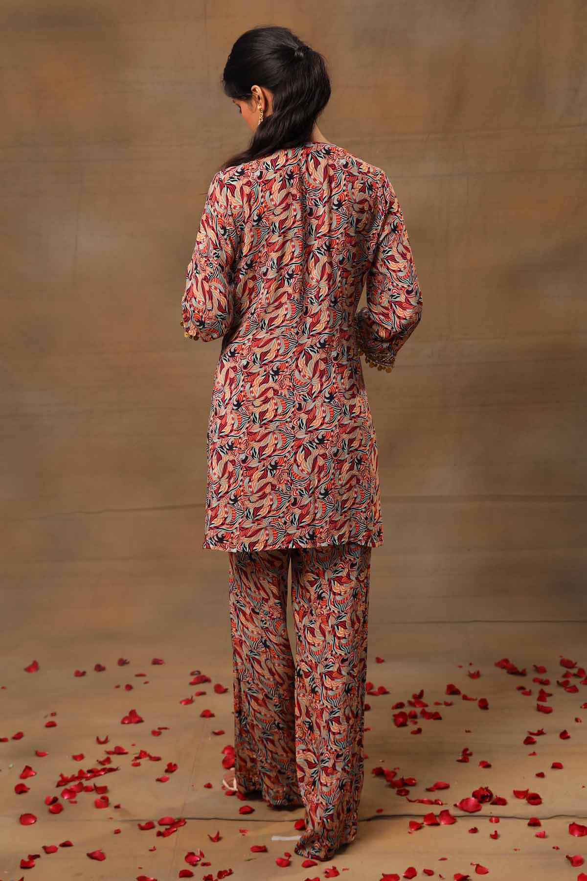 Multicolor Crepe Kurta & Pants