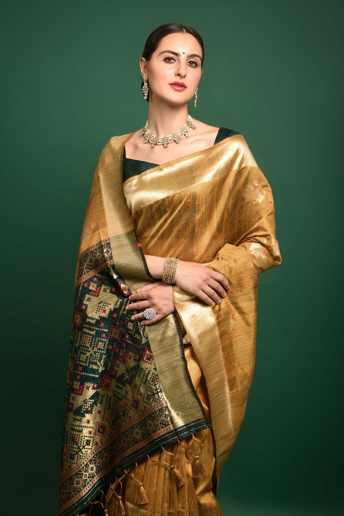 Tussar Silk Mustard Saree