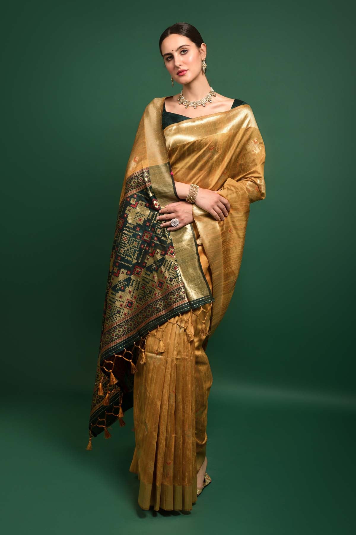 Tussar Silk Mustard Saree