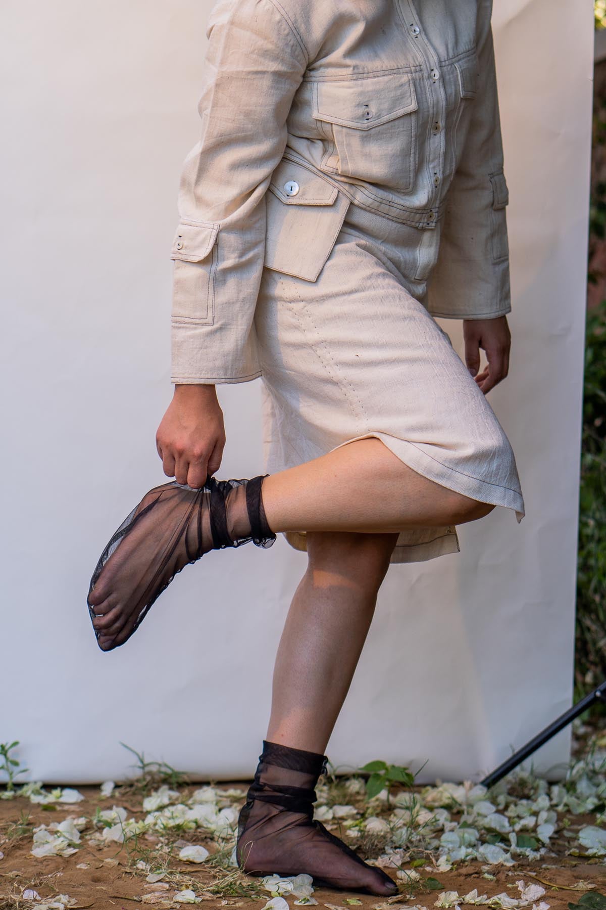 Twill Kora Front Slit Skirt