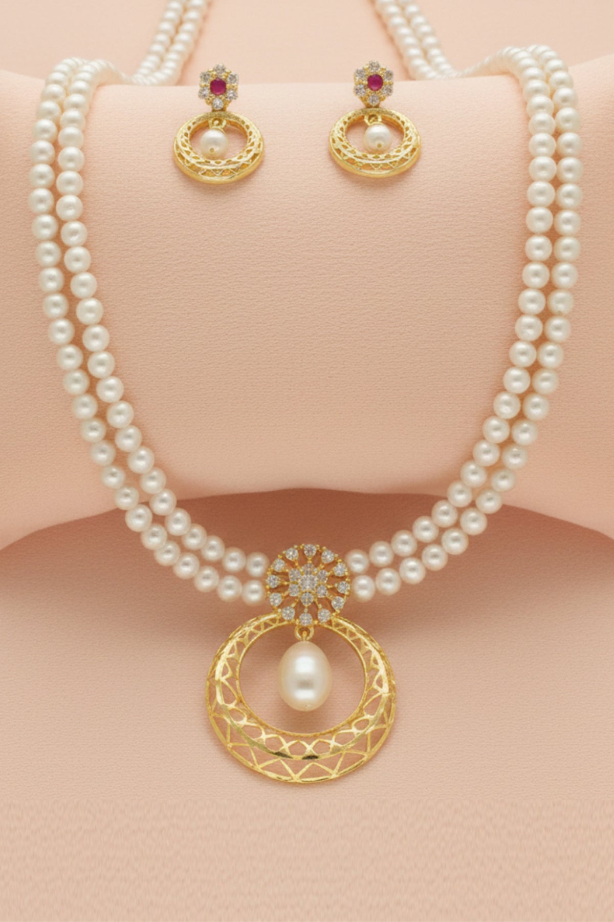 Two Lines Pearl Jewellery Set