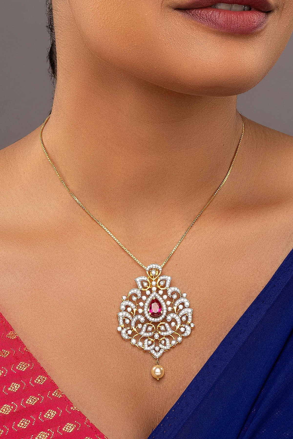 Buy Two Stone 925 Silver Pendant for women by Sica online available at scrollnshops