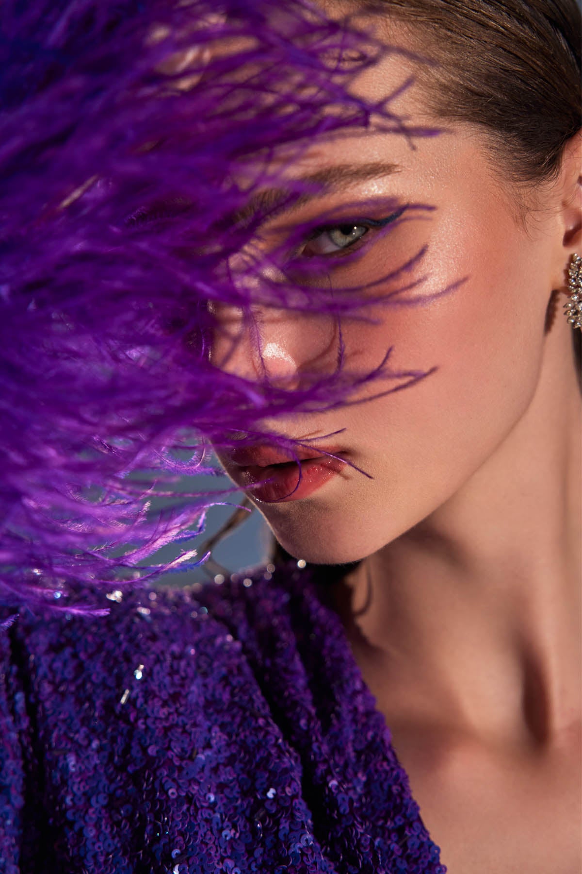 Ultraviolet Sequins Top & Draped Skirt Set