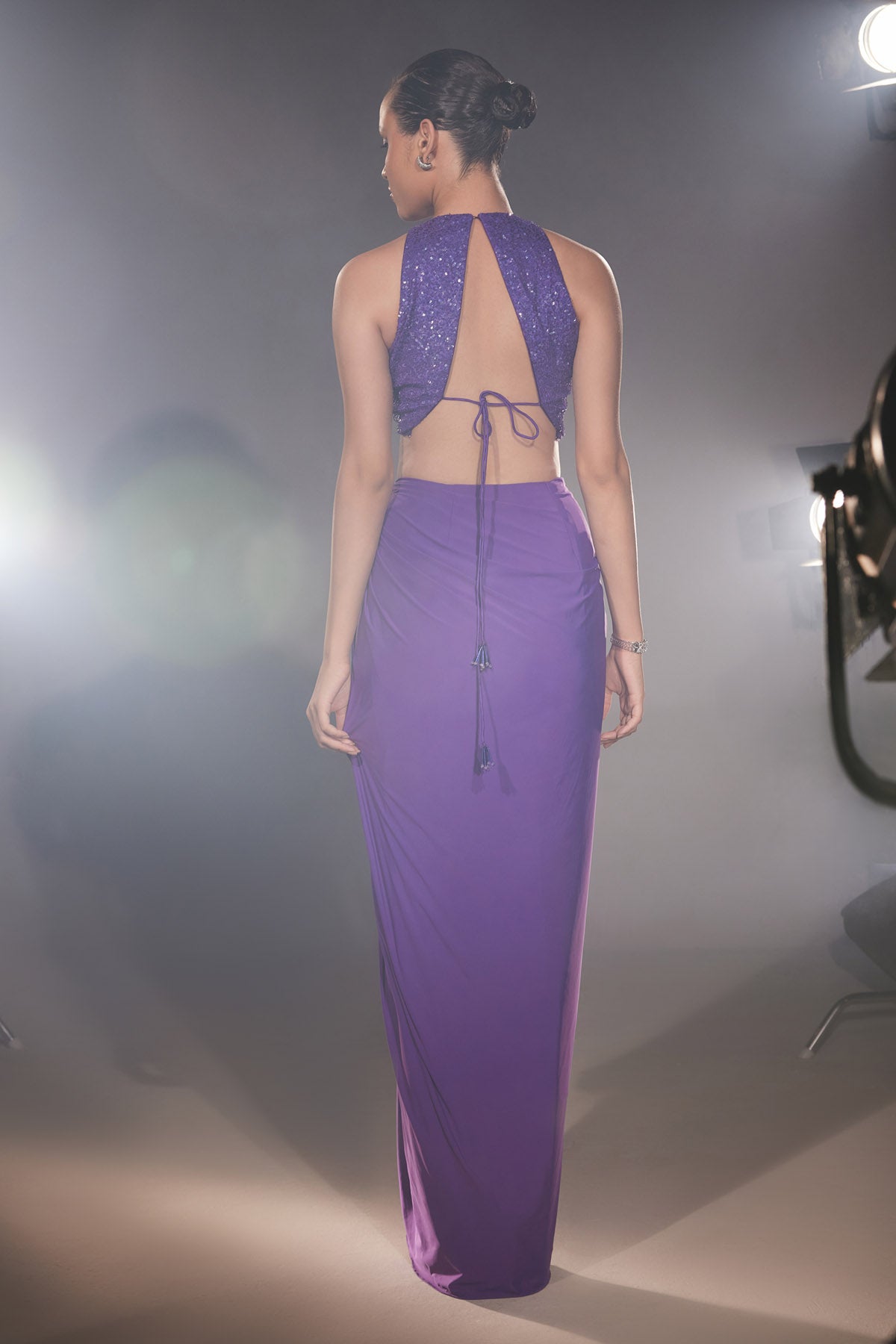 Ultraviolet Sequins Top & Skirt Set