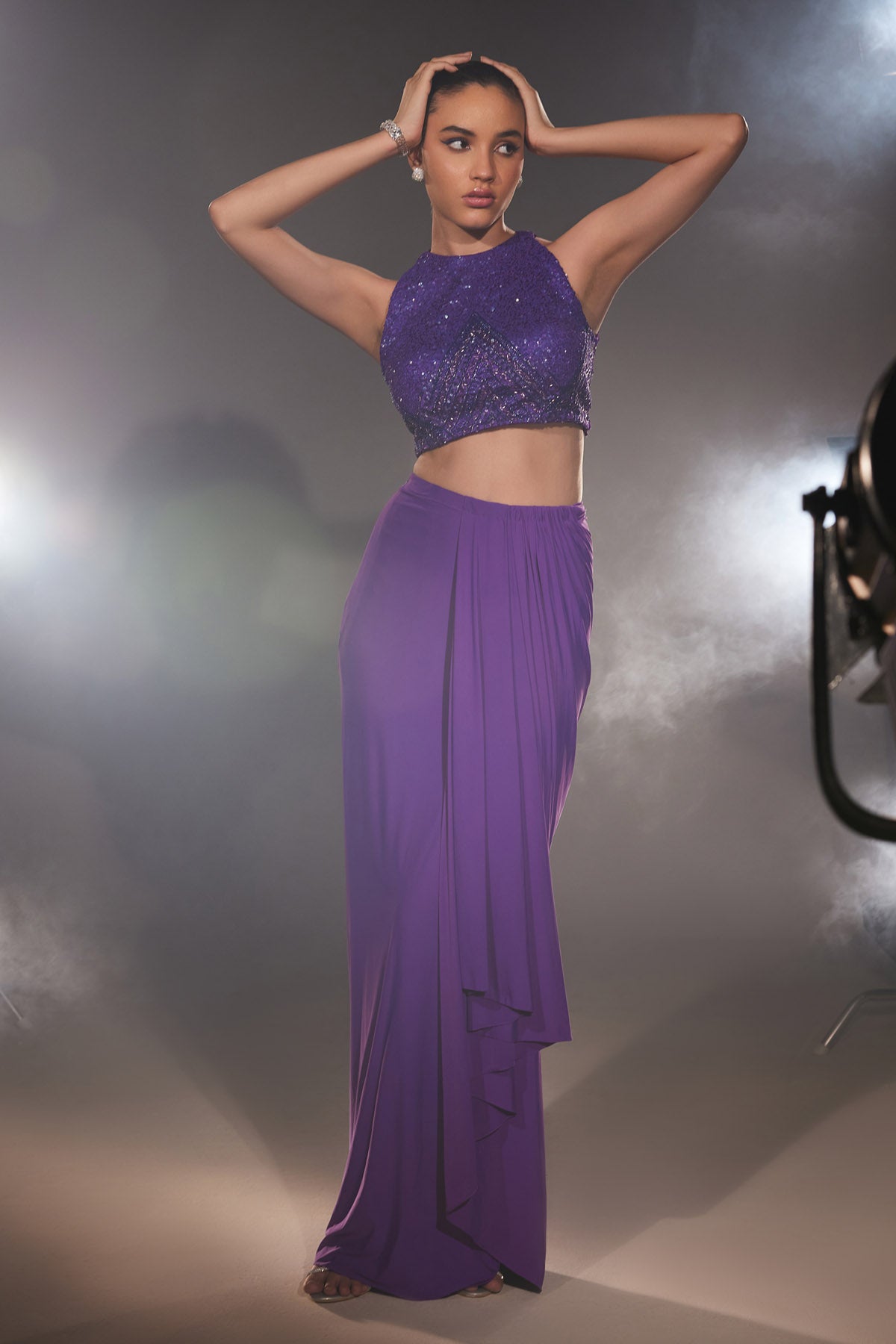 Ultraviolet Sequins Top & Skirt Set