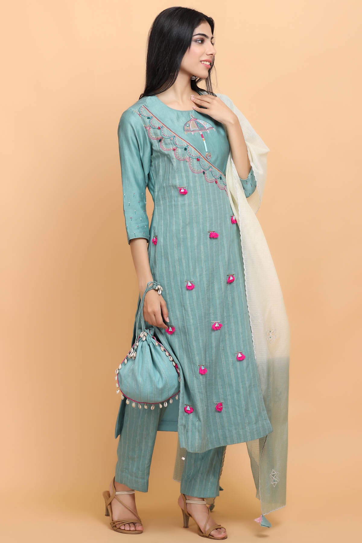 Umbrella Embroidered Kurta Set