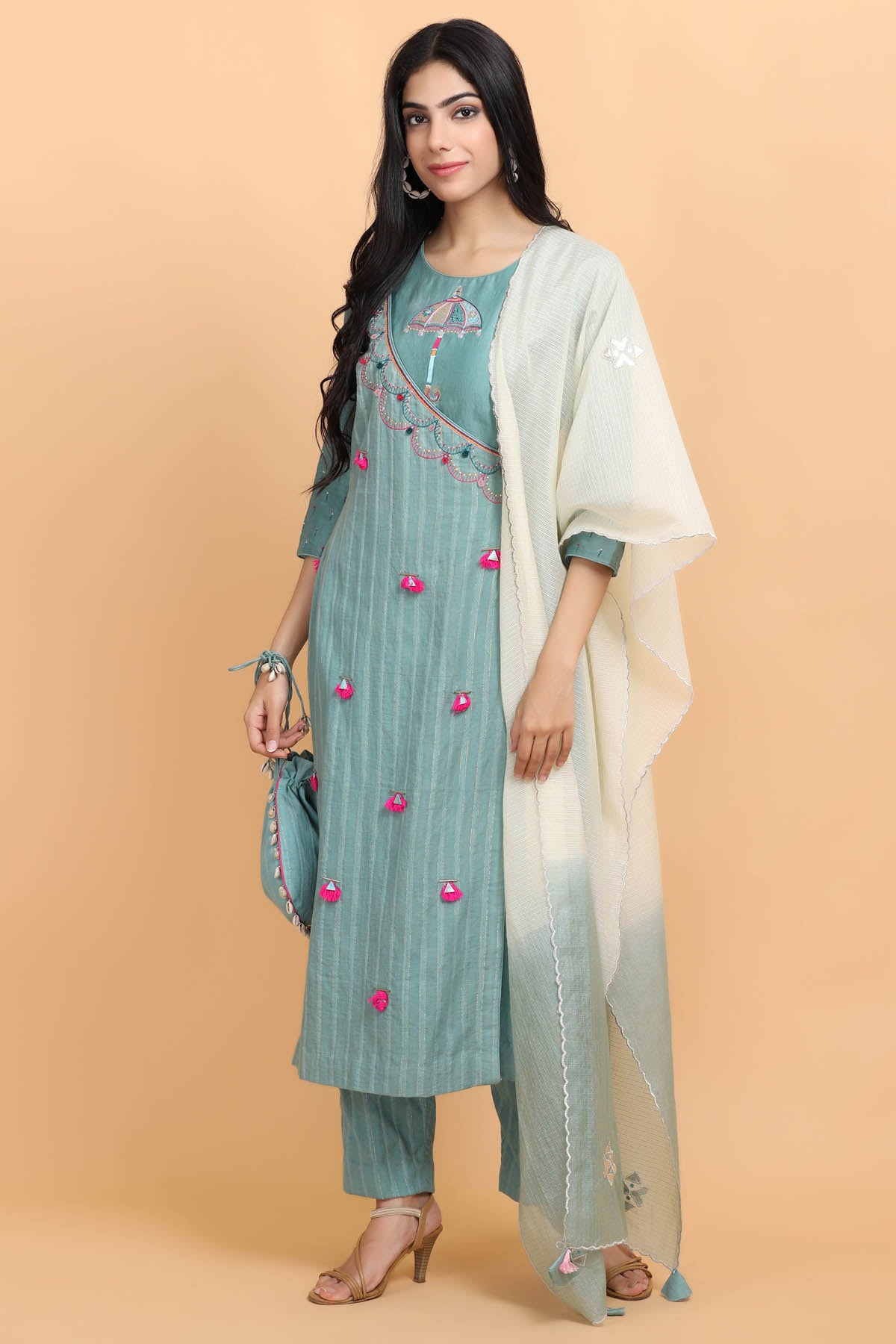 Umbrella Embroidered Kurta Set