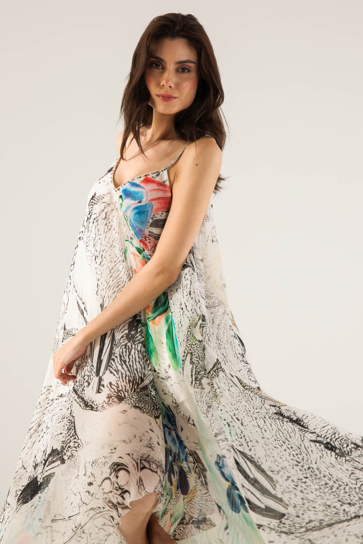 V-Cami Asymmetric Long Dress