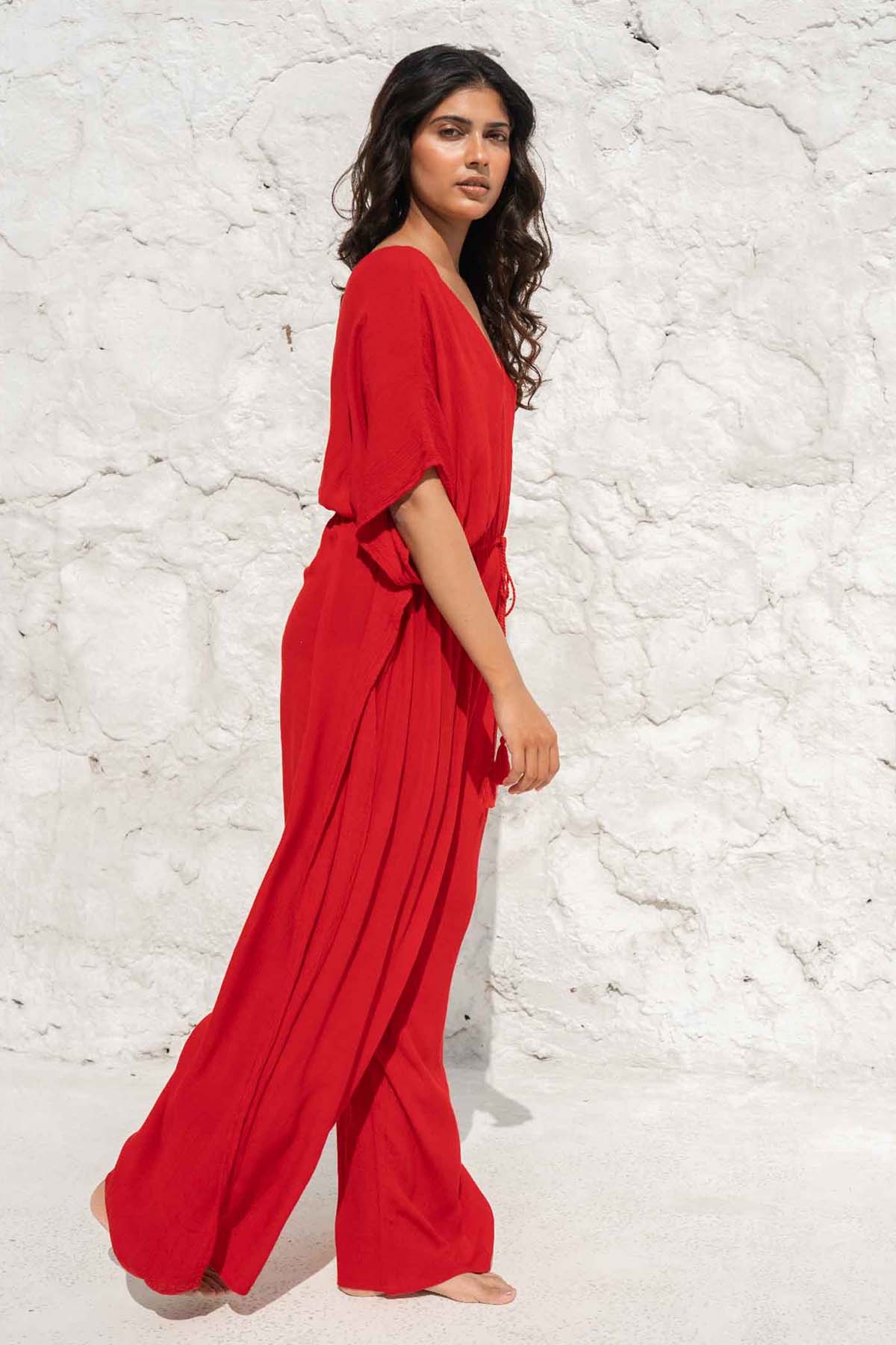 V-Neck Rayon Crepe Jumpsuit