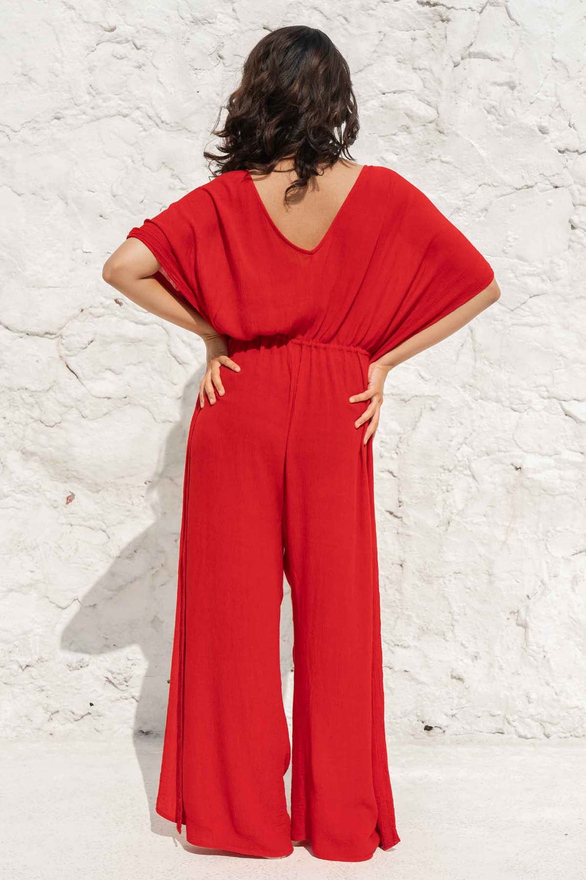 V-Neck Rayon Crepe Jumpsuit