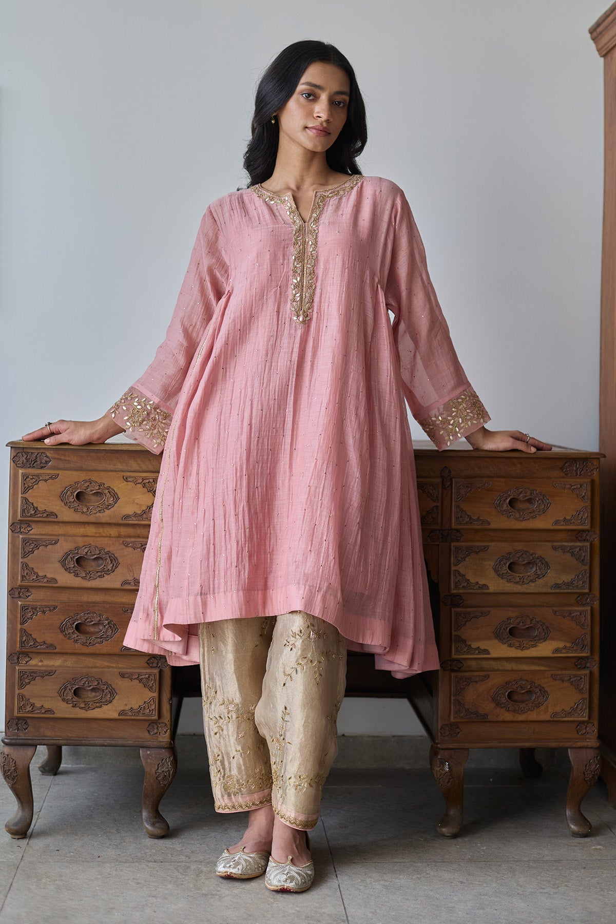 Veil Embroidered Short Kurta Set