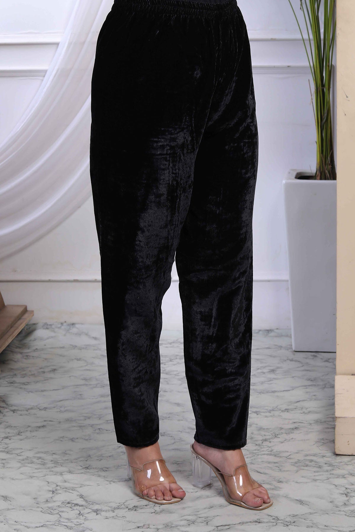 Velvet Black Short Kurta Set