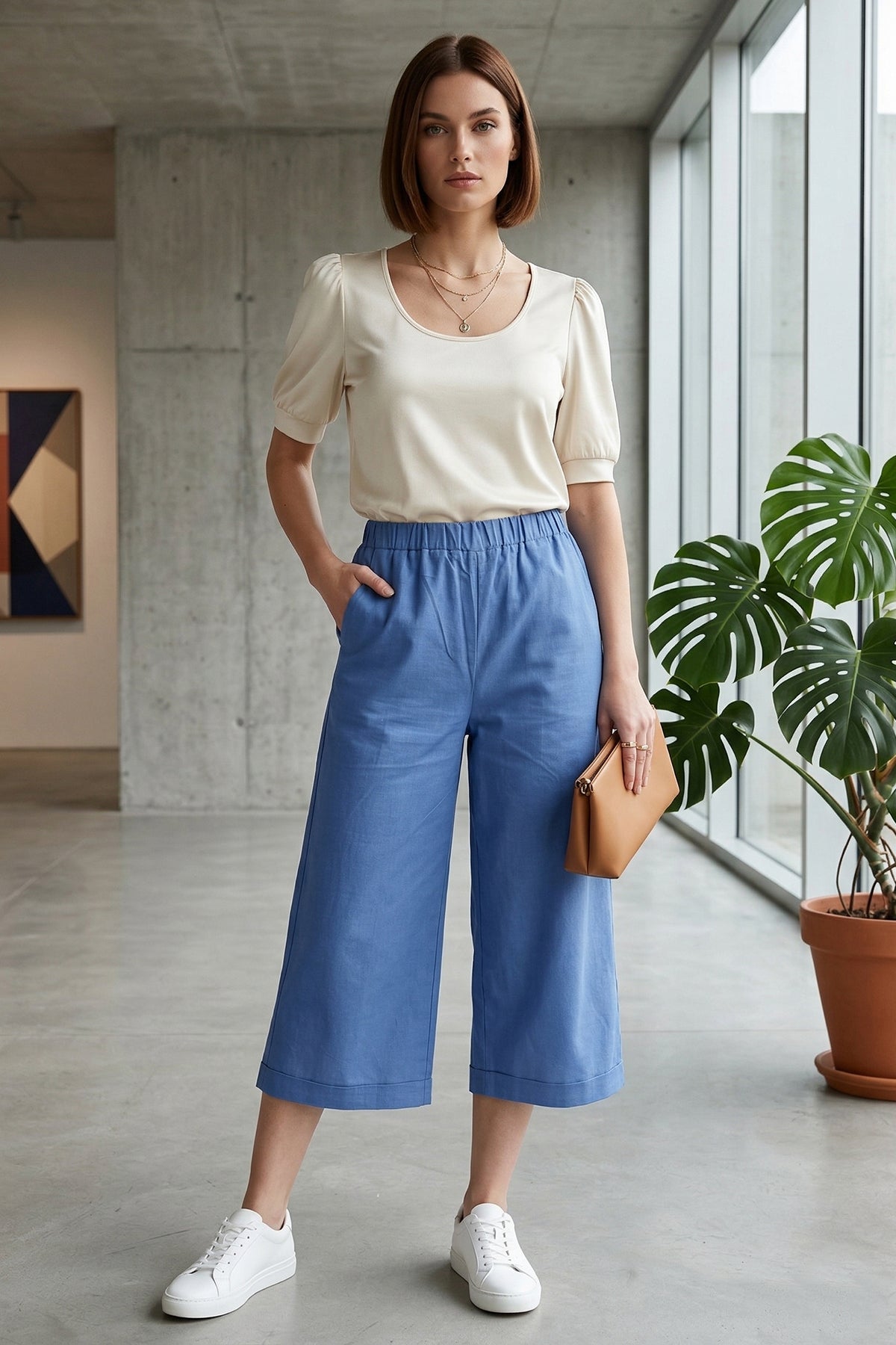 Buy Veri Peri Cotton Linen 3/4 Pant for women by Sneha B online available at scrollnshops