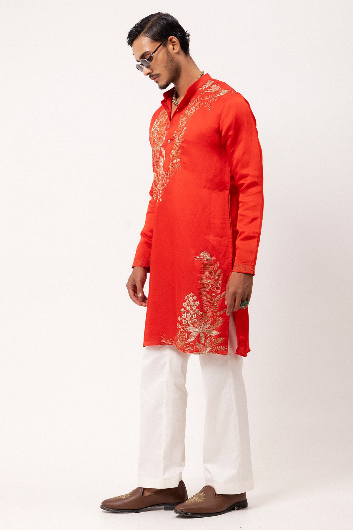 Vermillion Floral Jal Kurtas
