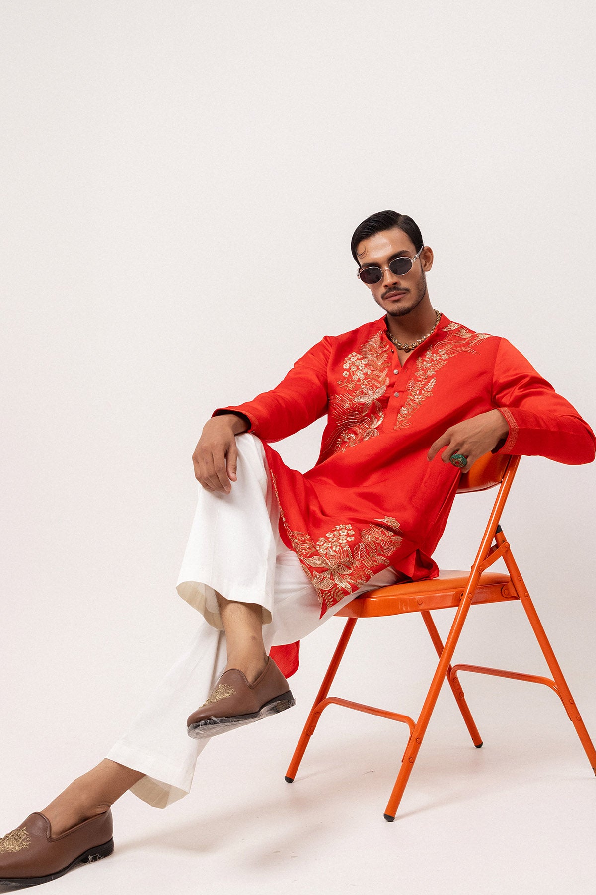 Vermillion Floral Jal Kurtas